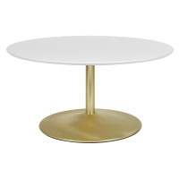OSP Home Furnishings FLWA2140-BP Flower Coffee Table with White Top and Brass Base
